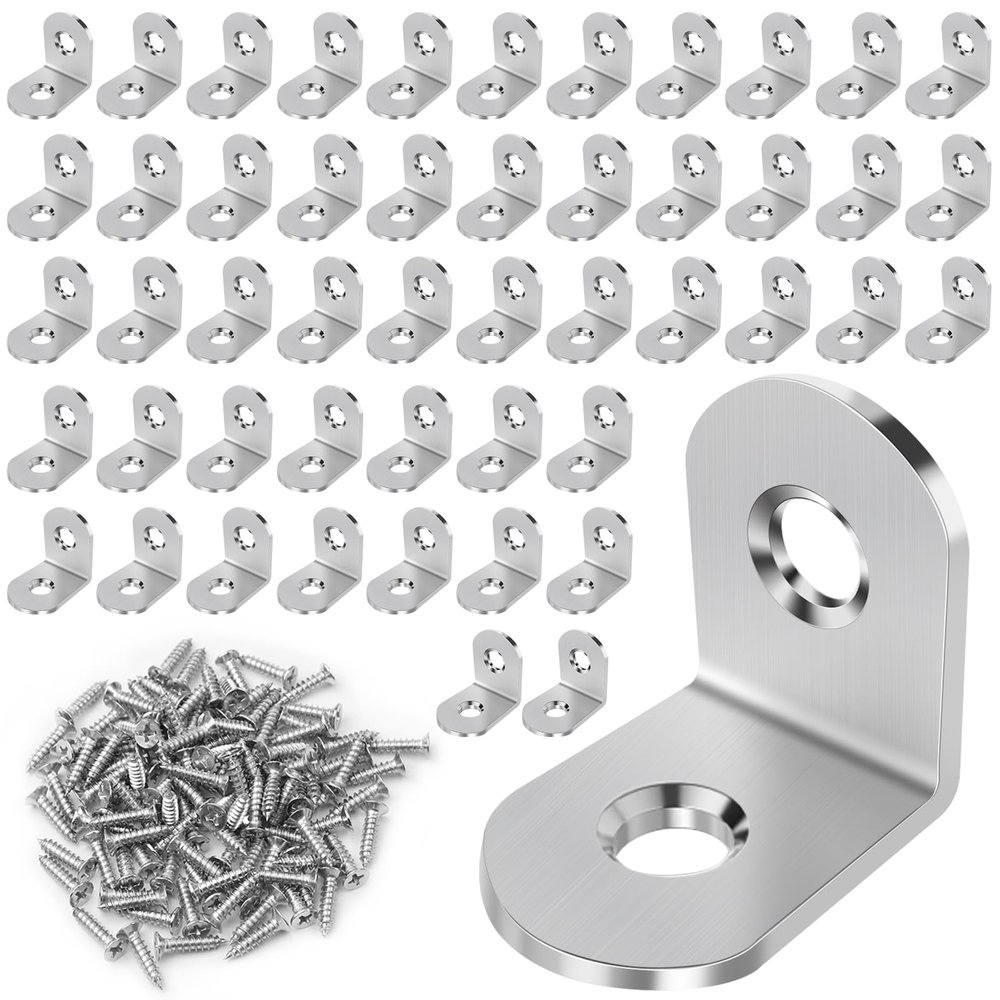 YFLeomry 50-Piece Stainless Steel Angle Brackets, 20 x 20 mm, 90°