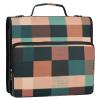 Buffalo Plaid Teal Rose Gold Pumpkin 3-Ring Zipper Binder Organizer with Handle view 1