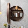 Round Mirrored Cabinet, Wall-Mounted Bathroom Cabinet with Single Mirror Door and 2 Shelves, 50 cm view 2