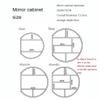 Round Mirrored Cabinet, Wall-Mounted Bathroom Cabinet with Single Mirror Door and 2 Shelves, 50 cm view 3