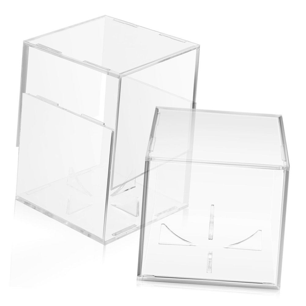 Transparent Acrylic Baseball Display Boxes, 2-Pack, Cube