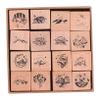 Wooden Stamps for Scrapbooking and DIY, 16 Pieces view 1
