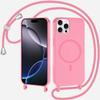 xinyunew Phone Case for iPhone 13 Pro (6.1-inch) with Detachable Adjustable Lanyard, Magnetic Silicone Case, Wireless Charging Compatible, Pink view 1