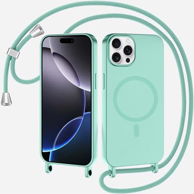 xinyunew iPhone 11 Pro Case with Removable Adjustable Neck Lanyard, Magnetic Silicone, Wireless Charging Compatible, Mint Green