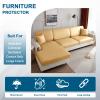 KYJSW Waterproof Sofa Seat Cushion Cover, Stretch PU Leather, Non-Slip, with Ties (Yellow, W 165–195 cm, D 70–95 cm) view 2