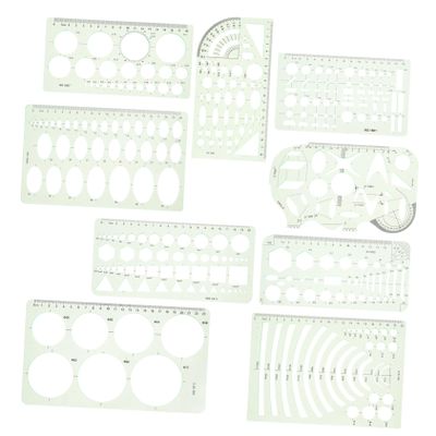 Plastic Geometric Drawing Stencils, 9-Piece Set for Children