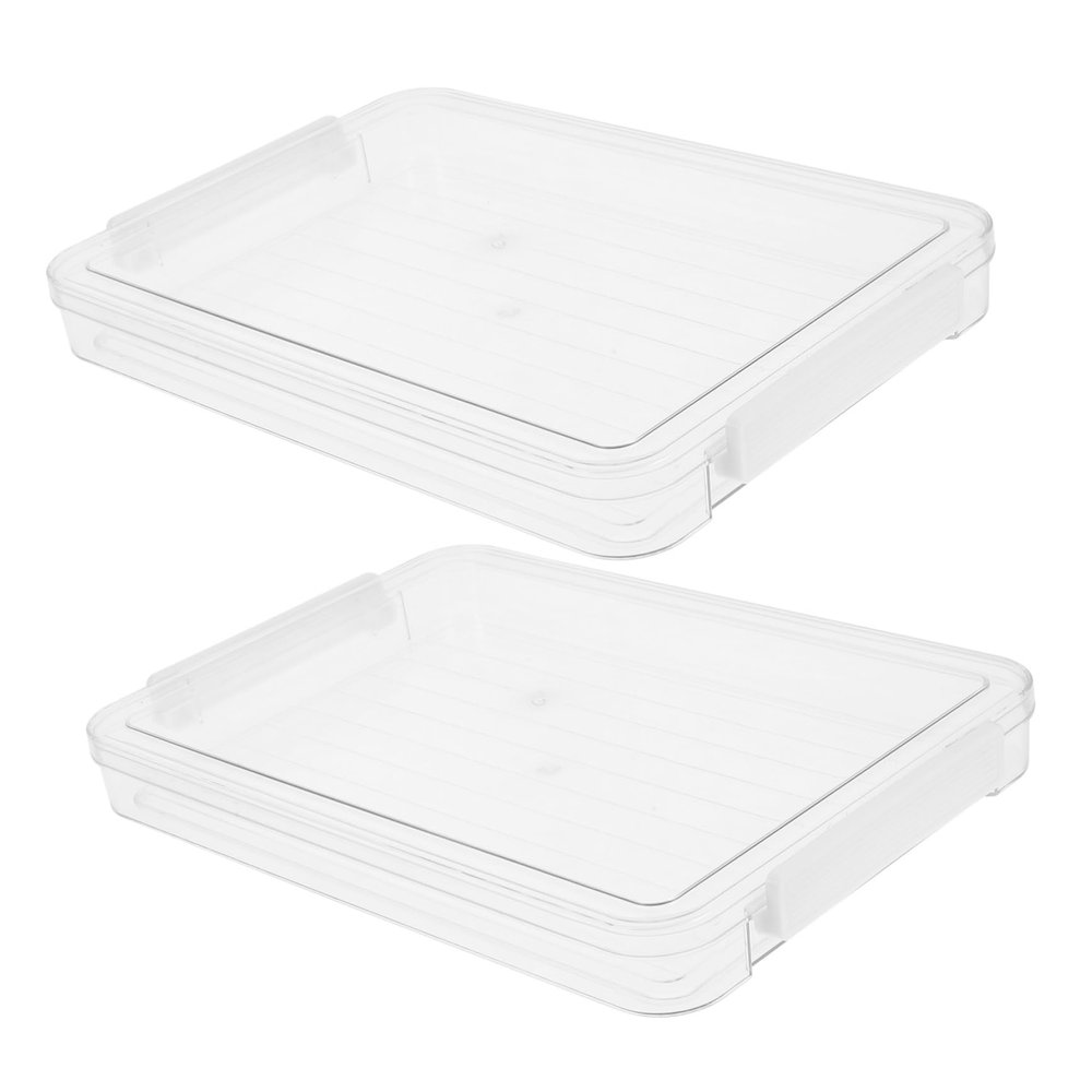 HYTROVE Transparent Stackable PET Document Storage Boxes with Lids, 2-Piece Set, Dustproof, for Office and Home