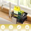 Automatic Fast-Drain Sponge Holder for Kitchen Sink, Black with Dish Towel Bar view 4