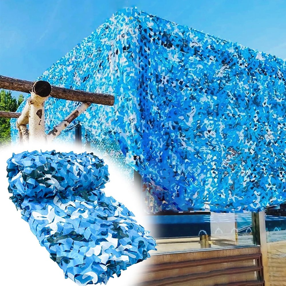 Blue Camouflage Net 5 x 9 m (16.4 x 29.5 ft) for Hunting, Camping & Décor