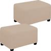 Rectangular Stool Cover with Elastic Bottom, Jacquard, Khaki, X-Large, 2-Pack view 1
