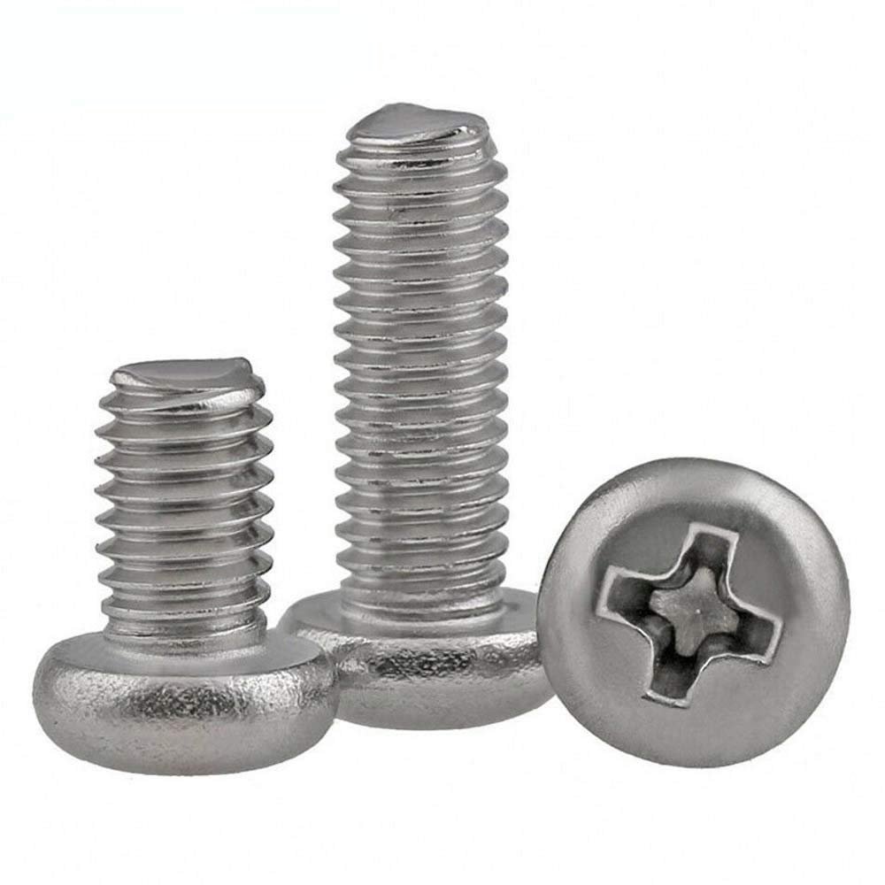 50 pcs. M2 x 4 mm Flat-Head Phillips Screws with Flat Tail, Machine Screws, A2 Stainless Steel (No. 601) (M4 x 14 mm, Round Head)