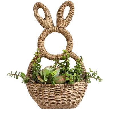 Handwoven Willow Easter Bunny Hanging Basket