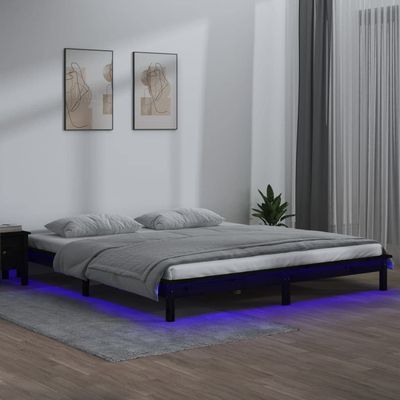 Lauuoeriau Furniture Item home LED Bed Frame, Black, 120 x 200 cm