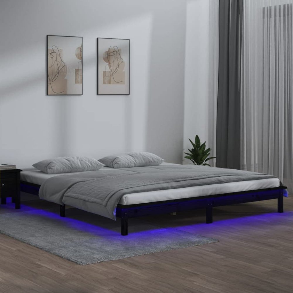 Lauuoeriau Furniture Item home LED Bed Frame, Black, 120 x 200 cm
