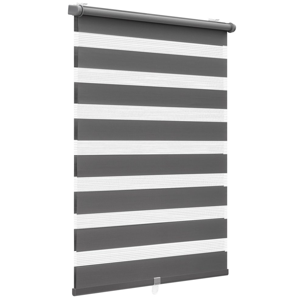 Sekey Cordless Double Roller Blind, No-Drill Clamp-Fit, 40 x 130 cm, Dark Gray