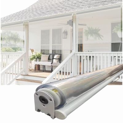 Koncey Transparent Outdoor Roller Blind, Waterproof PVC Curtain, 100 x 80 cm