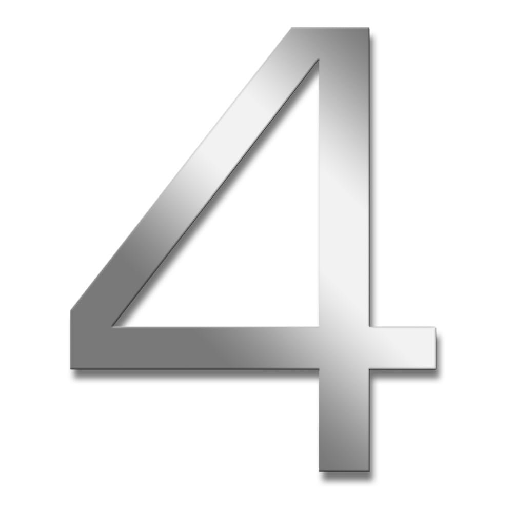 KNOBLOCH STILE Stainless Steel House Number | Weather-Resistant & Floating Look | 10 cm High | Numeral 4