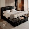 JYCRA Storage Bed, 160 x 200 cm, Upholstered Double Bed with Slatted Base, Hydraulic Lift Storage, Velvet, No Mattress (B) view 2