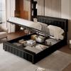 JYCRA Storage Bed, 160 x 200 cm, Upholstered Double Bed with Slatted Base, Hydraulic Lift Storage, Velvet, No Mattress (B) view 3