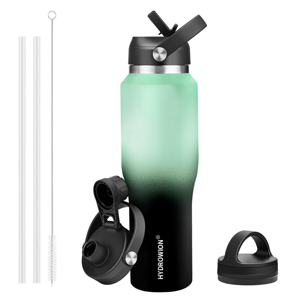 1,134 g Insulated Stainless Steel Water Bottle, Triple-Wall, with Straw