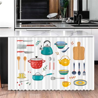 Highdi Self-Adhesive Dustproof Cabinet Curtain, Privacy Curtain for Kitchen, Wardrobe and Bookshelf (Cooking Utensils, W80 x H140 cm)