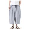 Foweknow Men's Linen Pants, Lightweight Loose-Fit Summer Trousers with Drawstring view 1