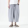 Foweknow Men's Linen Pants, Lightweight Loose-Fit Summer Trousers with Drawstring view 2