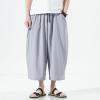 Foweknow Men's Linen Pants, Lightweight Loose-Fit Summer Trousers with Drawstring view 3