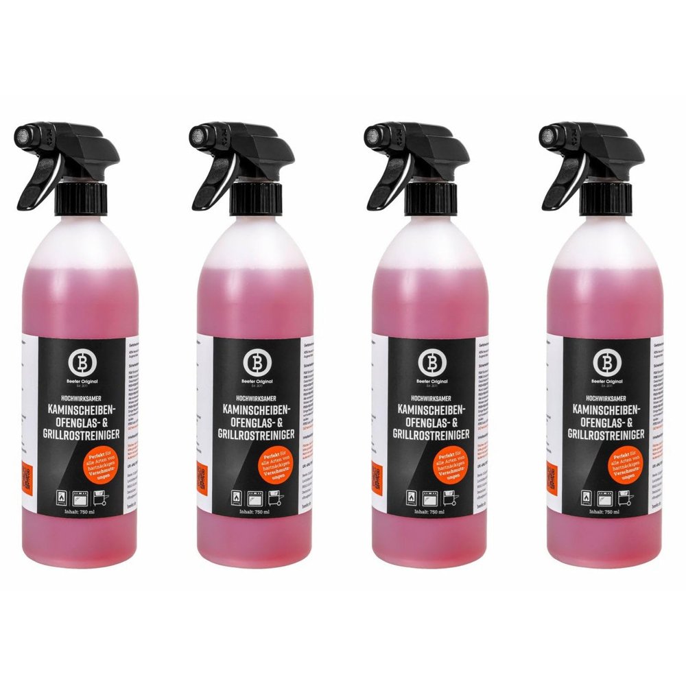 Beefer Oven & Grill Cleaner, 750 ml, Extra Strength, Fireplace Glass, Oven Glass & Grill Grate Cleaner, 4 x 750 ml