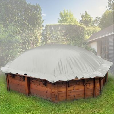 ANKO PLANEN AirDeluxe Inflatable Octagonal Pool Cover, 680 g/m² Truck-Tarpaulin PVC (1360 g/m²) - Sturdy Winter Cover, Light Gray RAL 7035, Pool Interior 365 x 365 cm