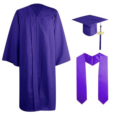 2025 Black Graduation Gown Set with Doctoral Cap and Tassel for Men and Women