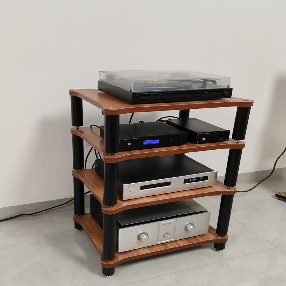4-Tier Vertical HiFi Audio Rack and AV Media Corner Shelf