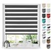 Tom'Shop Black Double Roller Blind, No-Drill Clip-Fit, 90 x 130 cm view 1