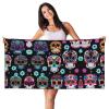 Sugar Skull Print Quick-Dry Beach Towel, Lightweight and Oversized, 70 x 140 cm view 1
