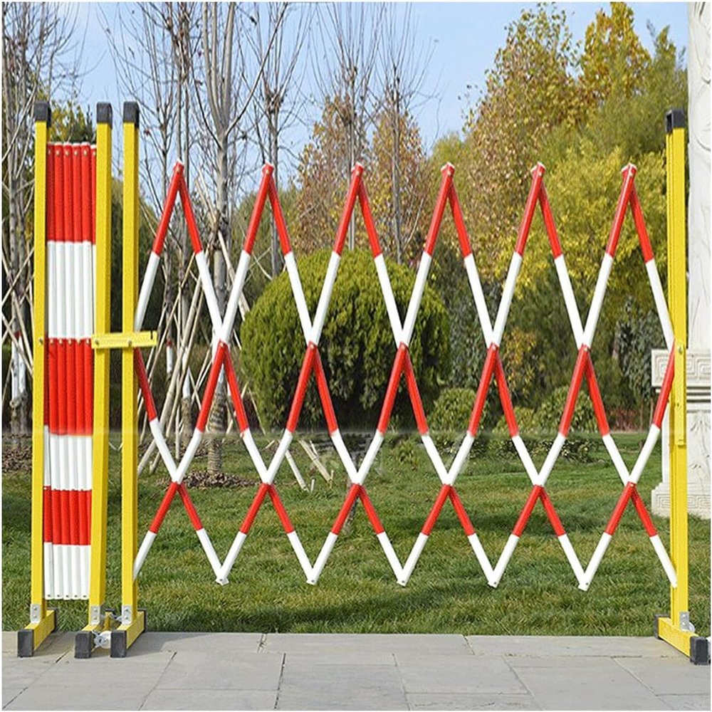GLETSF Expandable Barricade, Retractable Traffic Barrier, 1.2 m High Portable Gate for Garages, Terraces, Stores, Space-Saving Crowd Control, Red, 1.2 × 4 m
