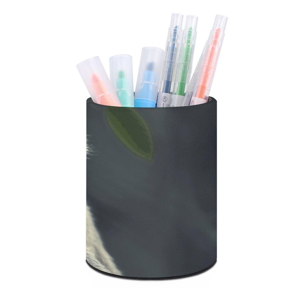 GHEPSDW Printed Leather Pen Holder Desk Organizer