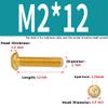 Class 10.9 Titanium-Gold-Coated Button-Head Socket Screw, M2×12, 20 pcs view 2