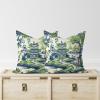 Square Linen Pillow Cover with Zipper, Blue and Ivory, 61 cm view 2