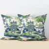 Square Linen Pillow Cover with Zipper, Blue and Ivory, 61 cm view 3