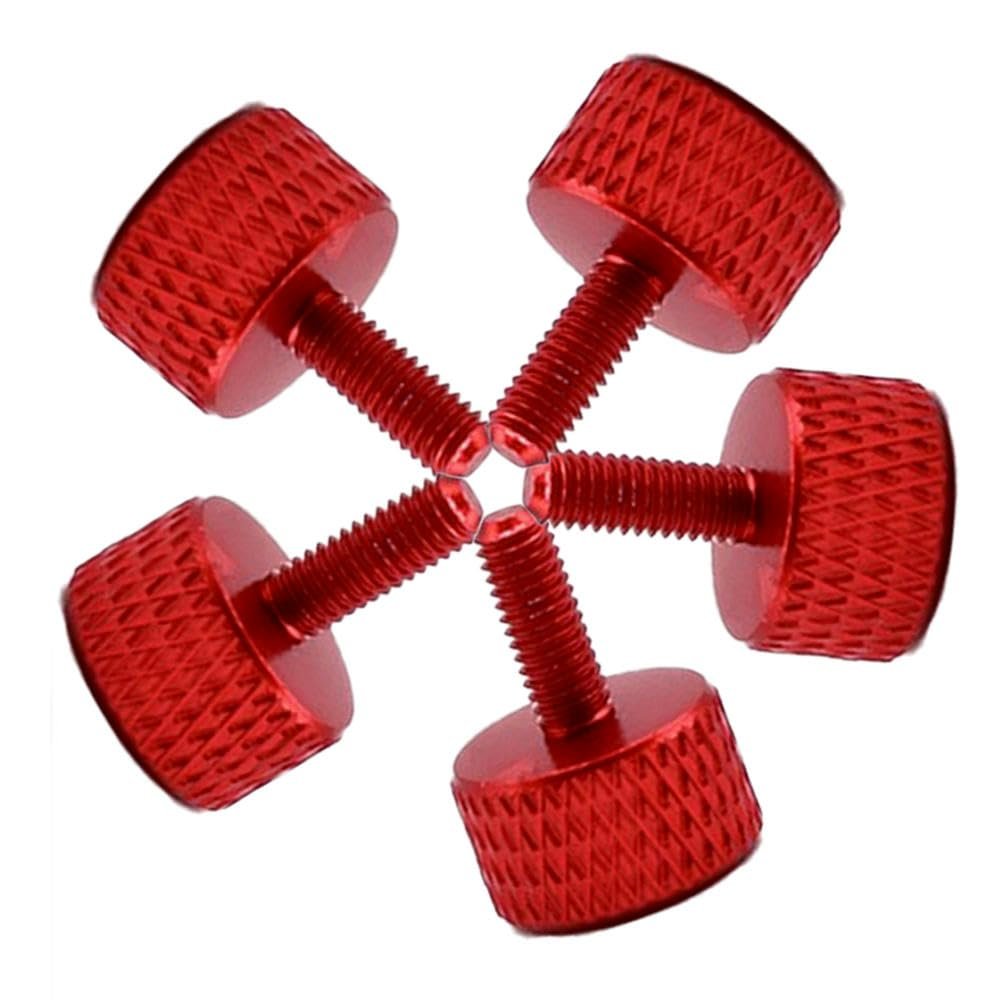 5-Piece M5×10 mm Wine Red Knurled Aluminum Alloy Thumb Screws