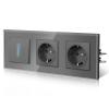 BSEED Glass Light Switch with Outlet, Backlit Flush-Mount 2-Way Switch with Mounting Claws, E Series, 1-Gang 1-Way, Gray, 228 mm view 1
