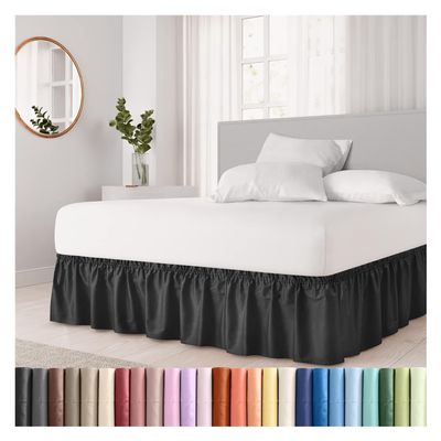 UYFRD Thick Bed Skirt with Dust Ruffle, Easy to Install, Elastic Band, Pleated, High-Quality Fabric, Wrinkle-Resistant, Machine Washable (Black, 120 x 200 x 38 cm)