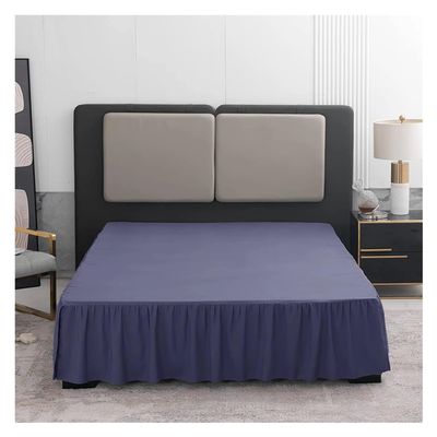 UYFRD Split-Corner Bed Skirt, Ruffled Platform, 14 in. Drop, Indigo Blue, SK 180 x 220 x 35 cm