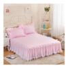UYFRD Pink Lace Lotus-Leaf Lace Bed Skirt, Princess Style, Solid Color Bedspread, Bed Cover, Non-Slip Sheet Without Pillowcase (06, 180 x 220 cm, 1 pc) view 2