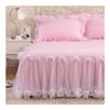 UYFRD Pink Lace Lotus-Leaf Lace Bed Skirt, Princess Style, Solid Color Bedspread, Bed Cover, Non-Slip Sheet Without Pillowcase (06, 180 x 220 cm, 1 pc) view 3