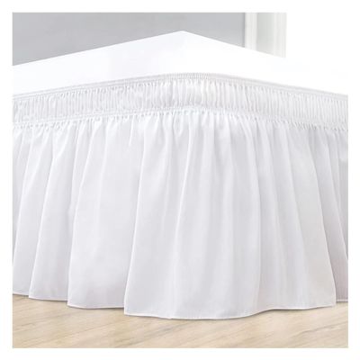 UYFRD Bed Skirt with Dust Ruffle, 14-Inch Drop, for Queen-Size Beds, Easy Elastic-Band Installation, Wrinkle-Resistant, Machine-Washable, White, Full