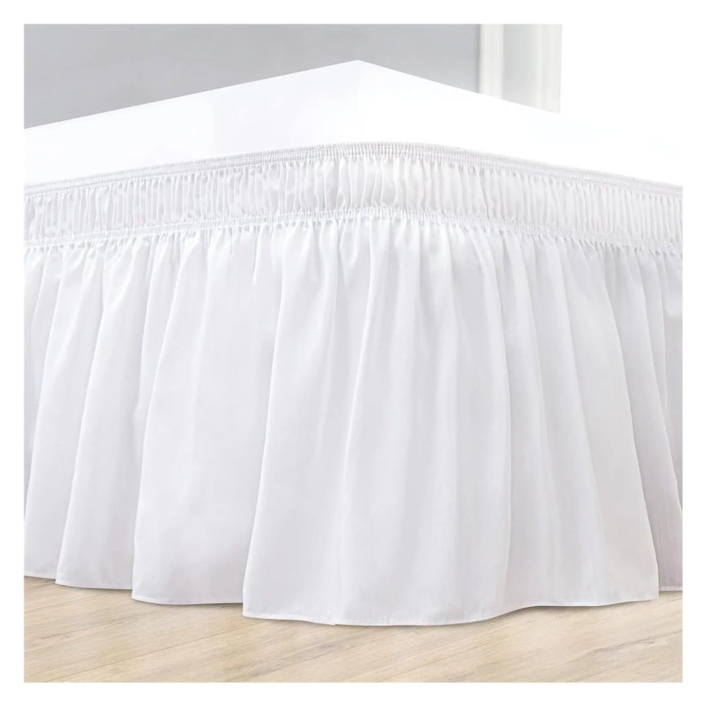 UYFRD Bed Skirt with Dust Ruffle, 14-Inch Drop, for Queen-Size Beds, Easy Elastic-Band Installation, Wrinkle-Resistant, Machine-Washable, White, Full