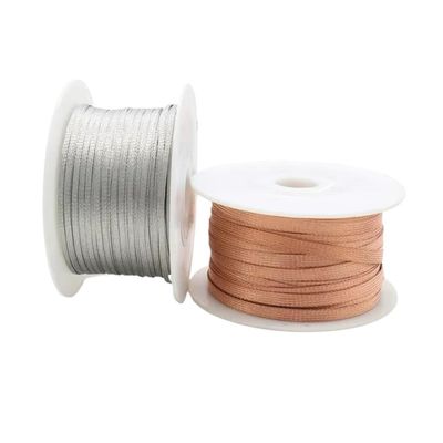 UYFRD 1/2/5 m Copper Braided Sleeve, Tinned, Expandable, 2–28 mm Width, Shielded Metal Sleeve (Tinned Copper, 4 mm Width – 5 m)