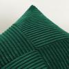 Sungeek Corduroy Pillow Cover, Windmill Stripe Patchwork Design, Dark Green, 60 x 60 cm view 2