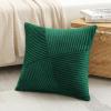 Sungeek Corduroy Pillow Cover, Windmill Stripe Patchwork Design, Dark Green, 60 x 60 cm view 4